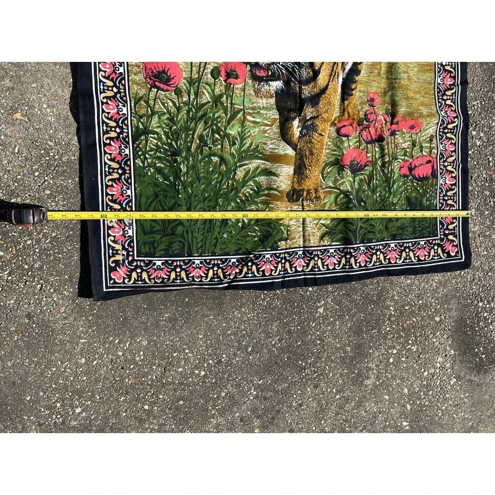 Vintage Tiger Landscape Tapestry Cotton Wall Hanging 56x36